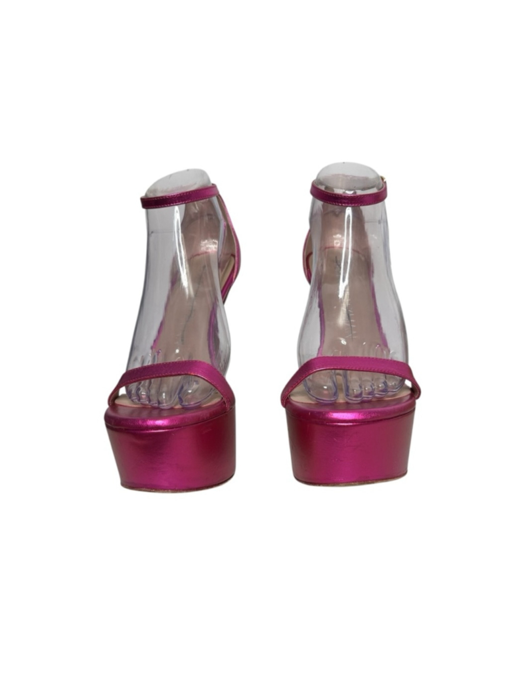 STUART WEITZMAN Nudistcurve Hollywood Sandal in Azalea Metallic Hot Pink Sz 8.5 - Picture 6 of 16